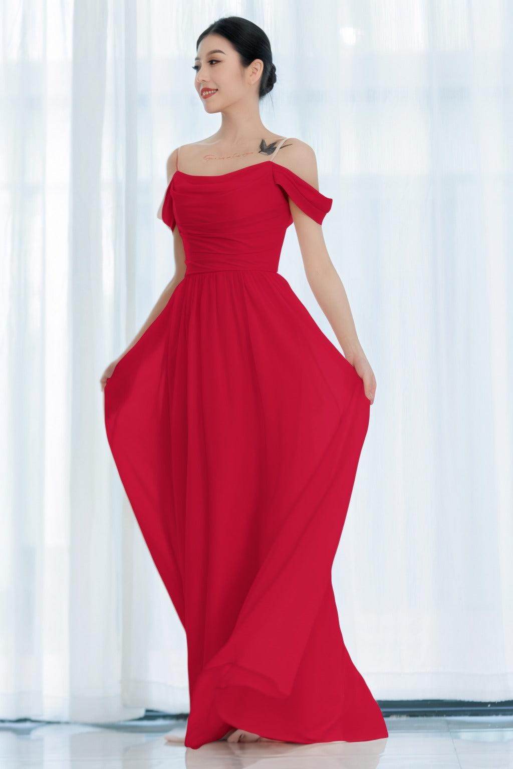 A-Line Floor Length Chiffon Bridesmaid Dress CB0717 - COCOMELODY